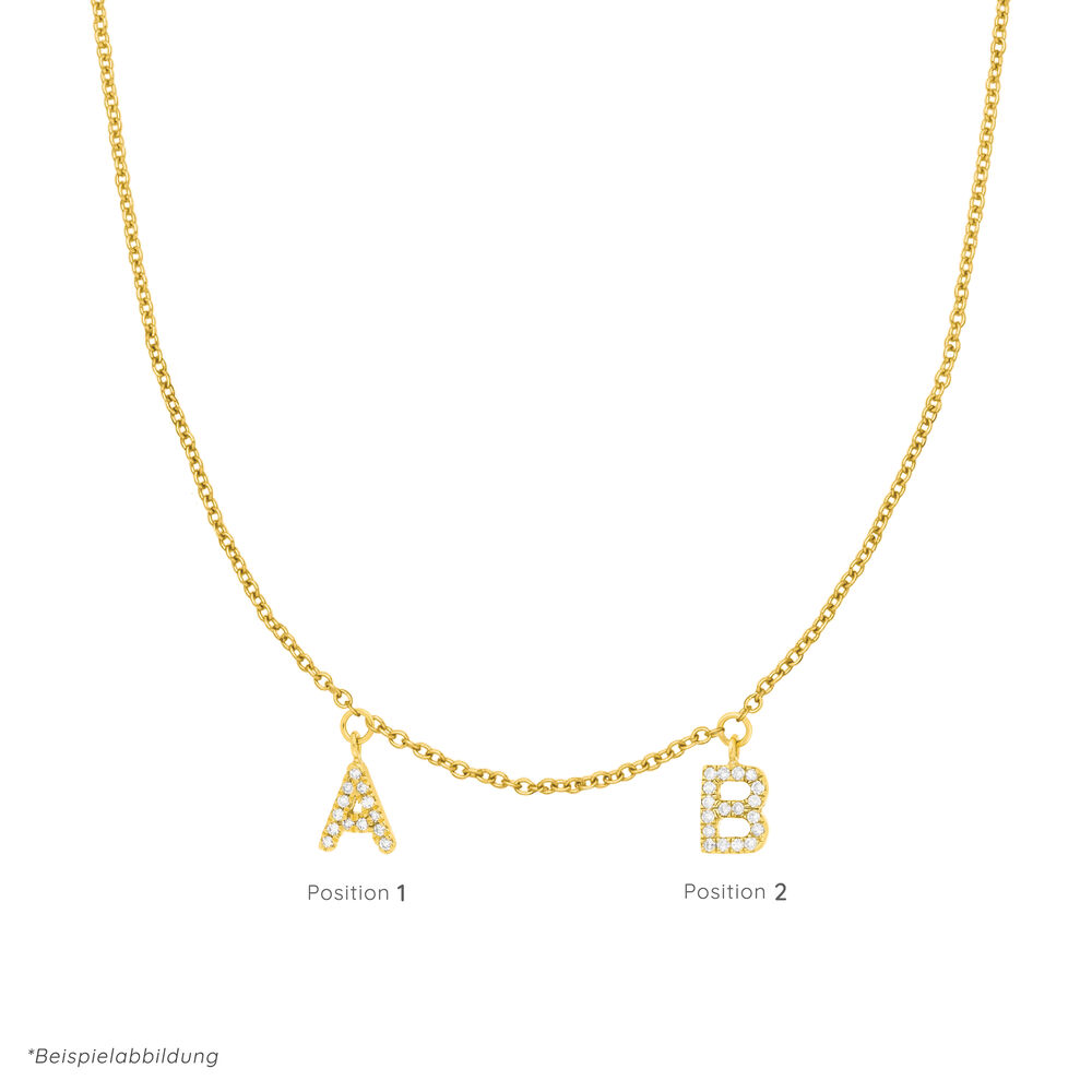 Initialen-Halskette mit 2 Anhängern, 45 cm, 14 Karat Gelbgold Initialen-Halskette mit 2 Anhängern, 45 cm, 14 Karat Gelbgold