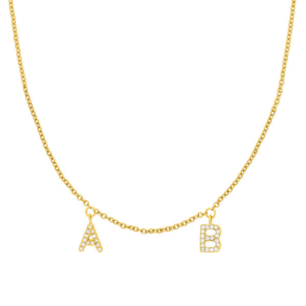 Initialen-Halskette mit 2 Anhängern, 45 cm, 14 Karat Gelbgold Initialen-Halskette mit 2 Anhängern, 45 cm, 14 Karat Gelbgold