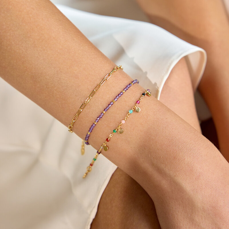 Armkette Serenity, Amethyst, 18 K Gelbgold vergoldet