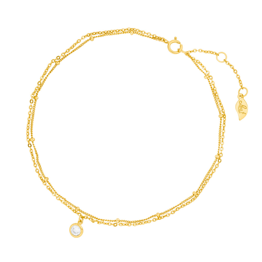 Fusskette Two Chains, 18 K Gelbgold vergoldet
