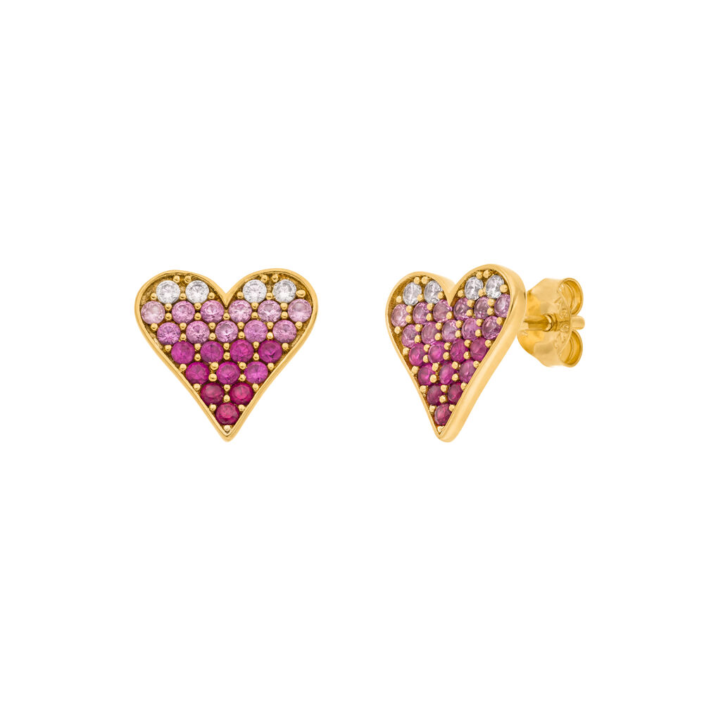 Ohrstecker Pink Valentine, 18 K Gelbgold vergoldet - Leaf Jewelry