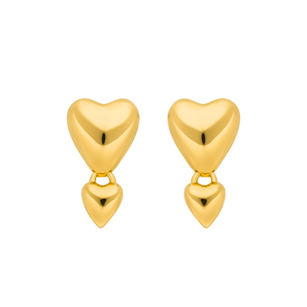 Ohrstecker Two Hearts, 18 K Gelbgold vergoldet