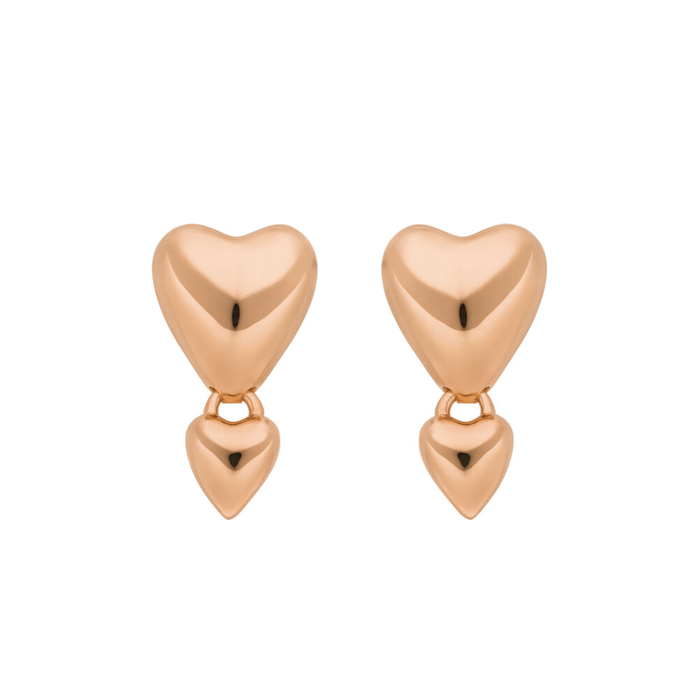 Ohrstecker Two Hearts, 18 K Rosegold vergoldet