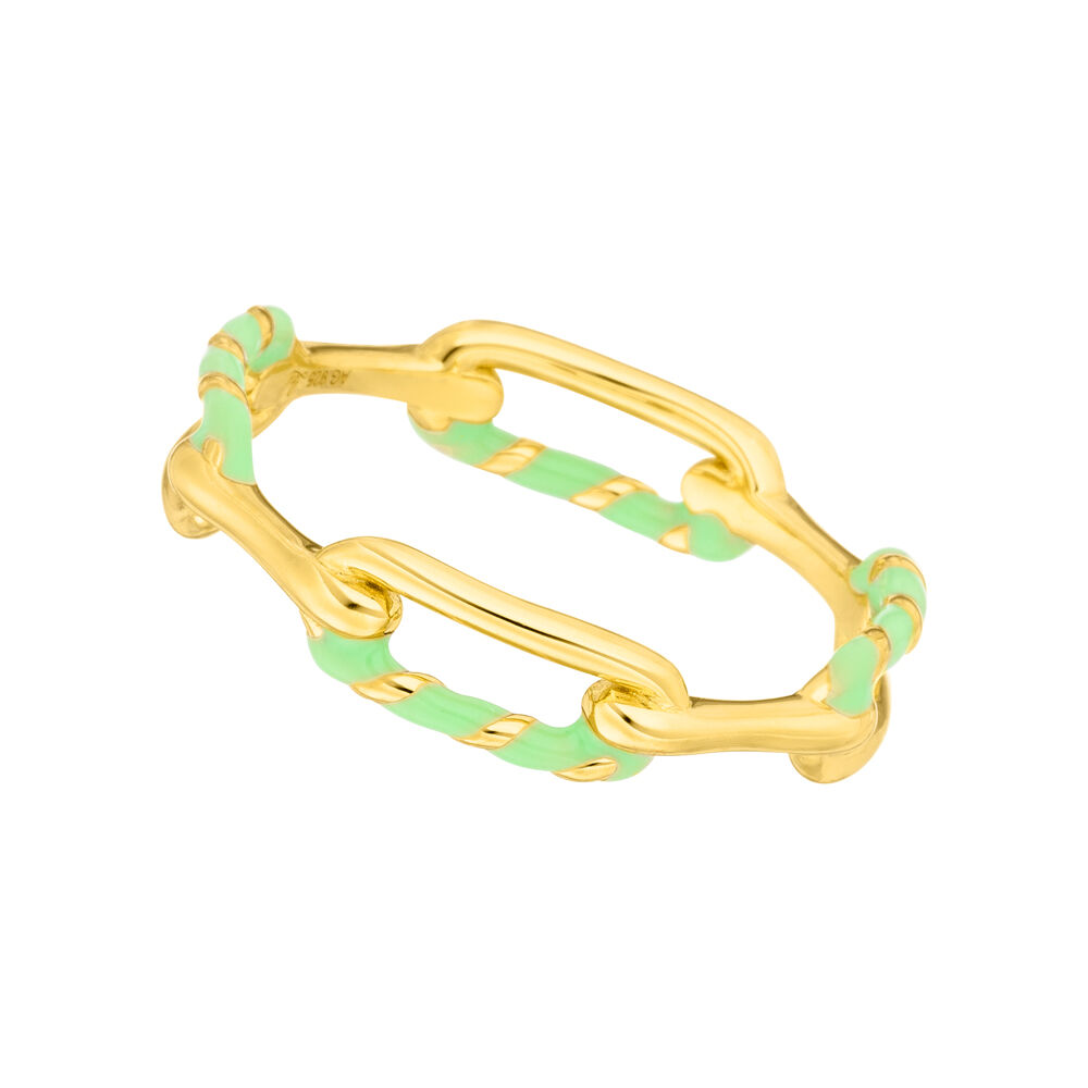 Ring Neon Twist, 18 K Gelbgold vergoldet, grn, Gr.54