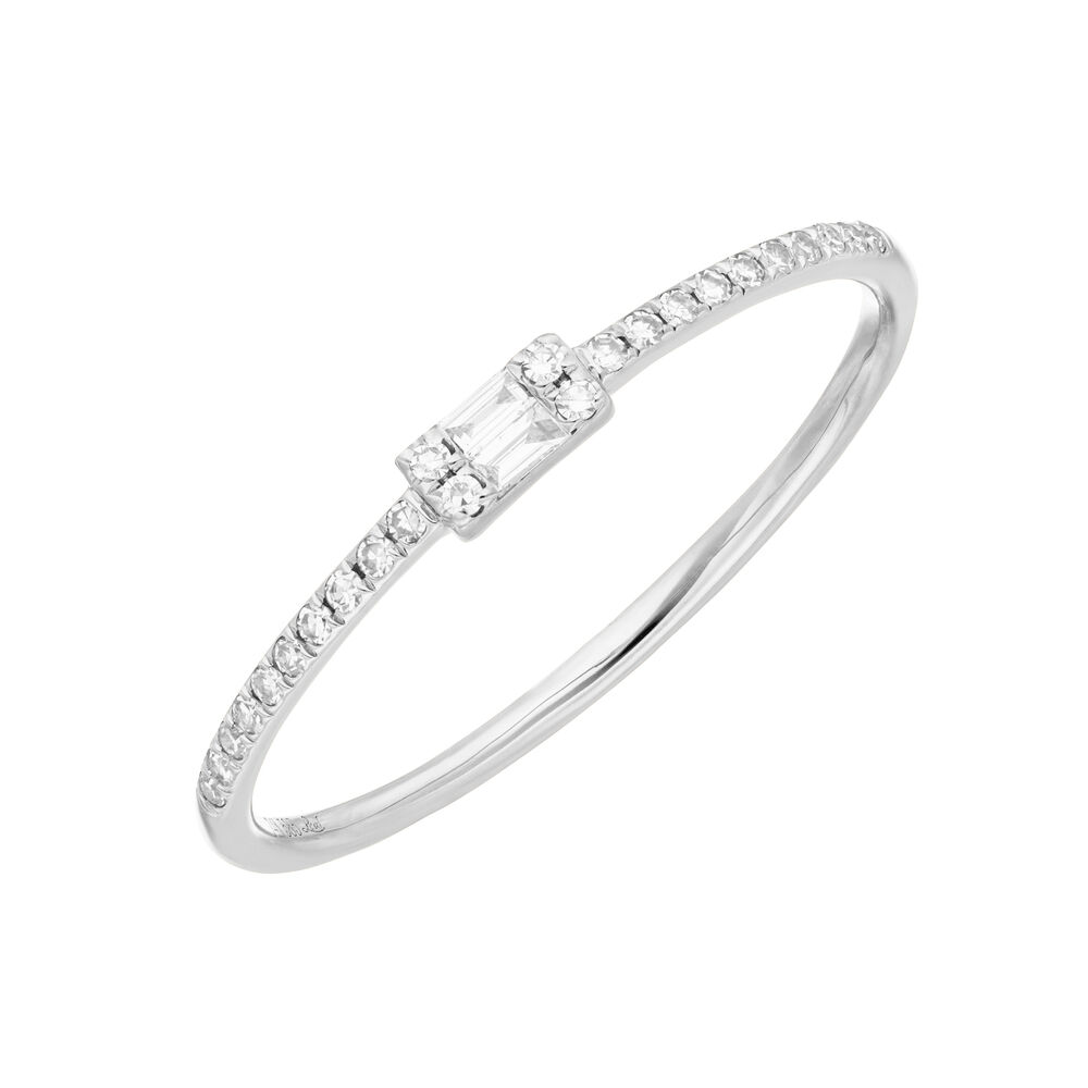 Ring mit Diamanten, Tiny Baguette, 14K Weigold