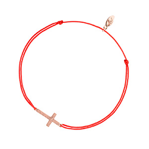 Glcksarmband Kreuz, 18 K Rosegold vergoldet