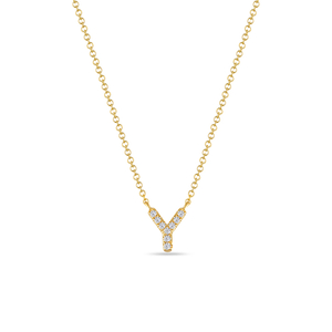 Halskette Letter Y, 14 K Gelbgold mit Diamanten