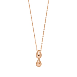 Halskette Two Drop, 18 K Rosegold vergoldet