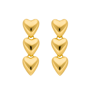 Ohrstecker Three Hearts, 18 K Gelbgold vergoldet