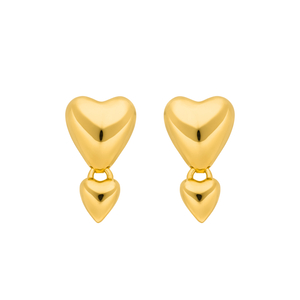 Ohrstecker Two Hearts, 18 K Gelbgold vergoldet