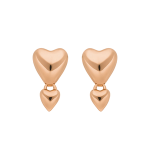 Ohrstecker Two Hearts, 18 K Rosegold vergoldet