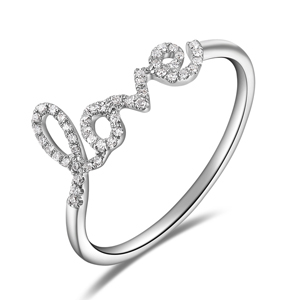 Ring Love mit Diamanten, 18 K Weigold