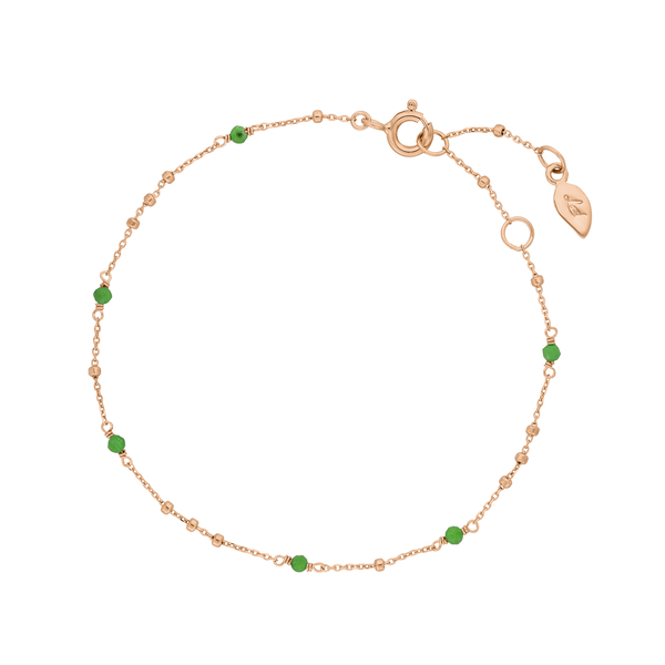 Leaf Jewelry Armkette Flying Gems, Grüner Achat, 18 K Rosegold vergoldet