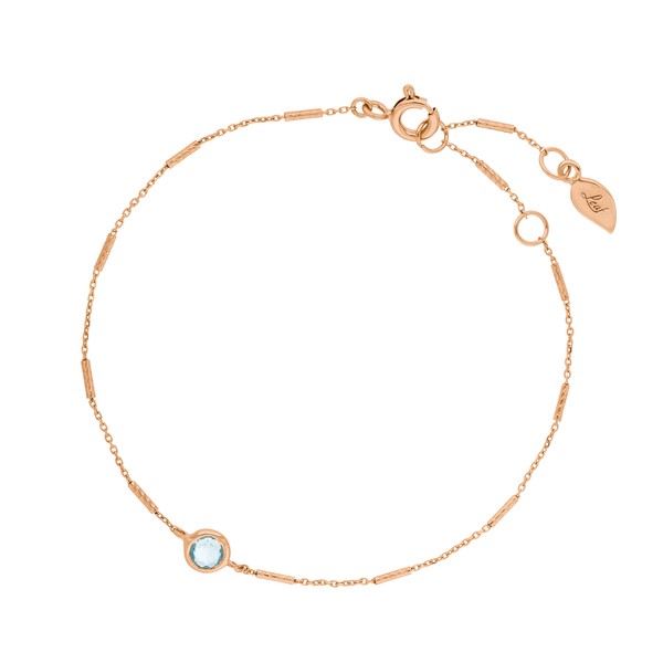 Leaf Jewelry Armkette Solitär, Blauer Topaz, 18 K Rosegold vergoldet