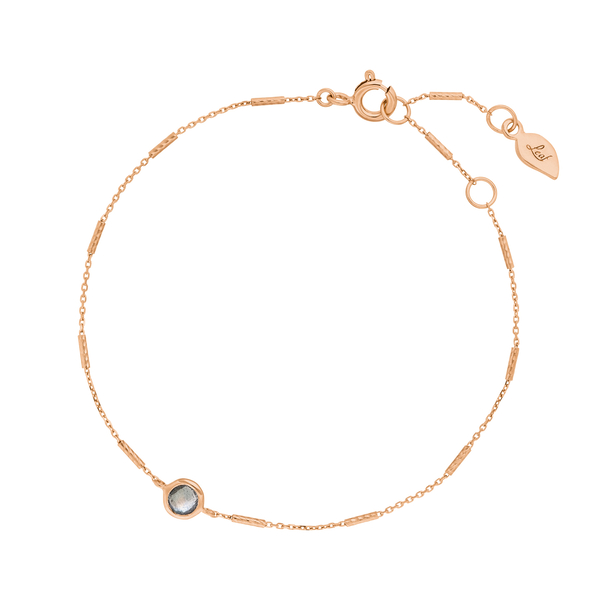 Leaf Jewelry Armkette Solitär, Labradorit, 18 K Rosegold vergoldet