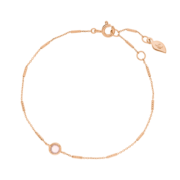 Leaf Jewelry Armkette Solitär, Rosenquarz, 18 K Rosegold vergoldet