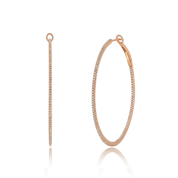 Leaf Jewelry Creole Circle L mit Diamanten, 45mm, 18 K Rosegold