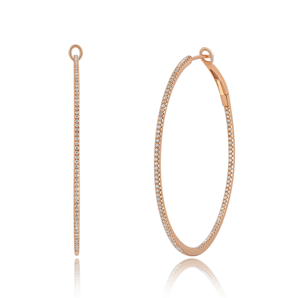 Leaf Jewelry Creole Circle XL mit Diamanten, 50mm, 18 K Rosegold