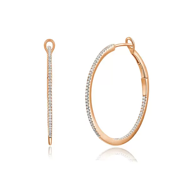 Leaf Jewelry Creole Circle M mit Diamanten, 30mm, 18 K Rosegold