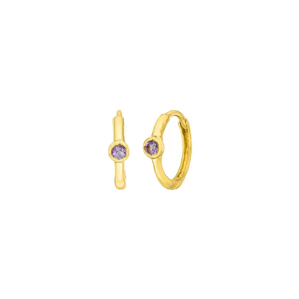 Leaf Jewelry Creole One Gem, Amethyst, 18 K Gelbgold vergoldet