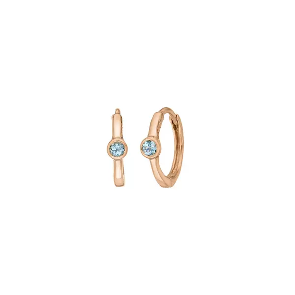 Leaf Jewelry Creole One Gem, Blauer Topas, 18 K Rosegold vergoldet