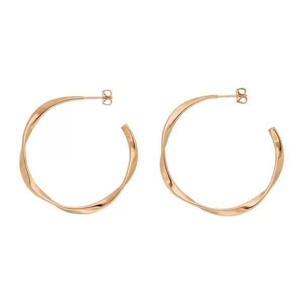 Leaf Jewelry Creole Twist, 40mm, 18 K Rosegold vergoldet