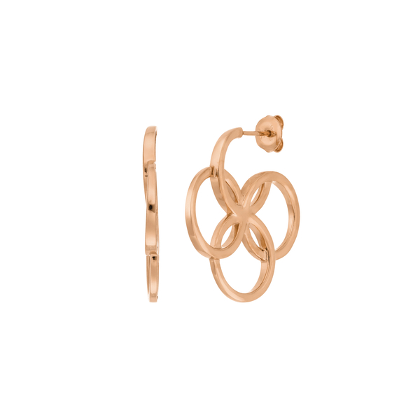 Leaf Jewelry Creolen Clover Charm, klein, 18 K Rosegold vergoldet