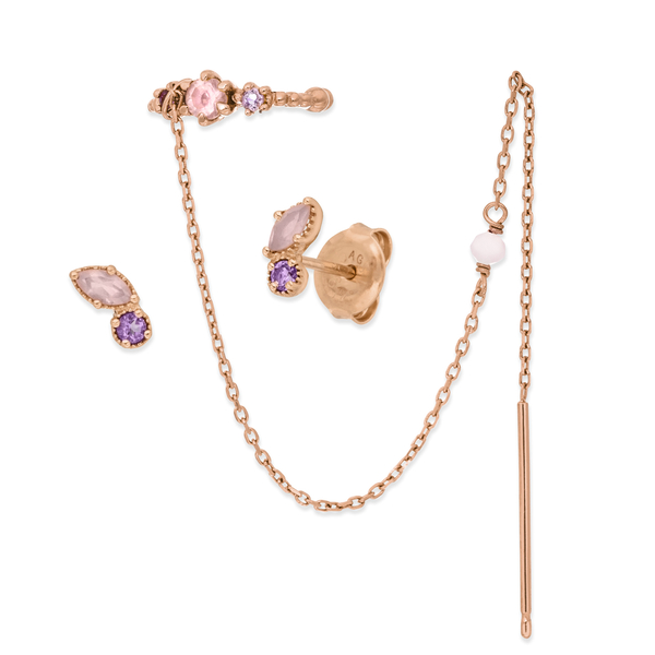 Leaf Jewelry EARCANDY Set, Rosa, 18 K Rosegold vergoldet