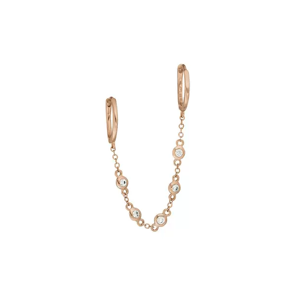 Leaf Jewelry Ear Candy - Double Hoop, Zirkonia, 18 K Rosegold vergoldet