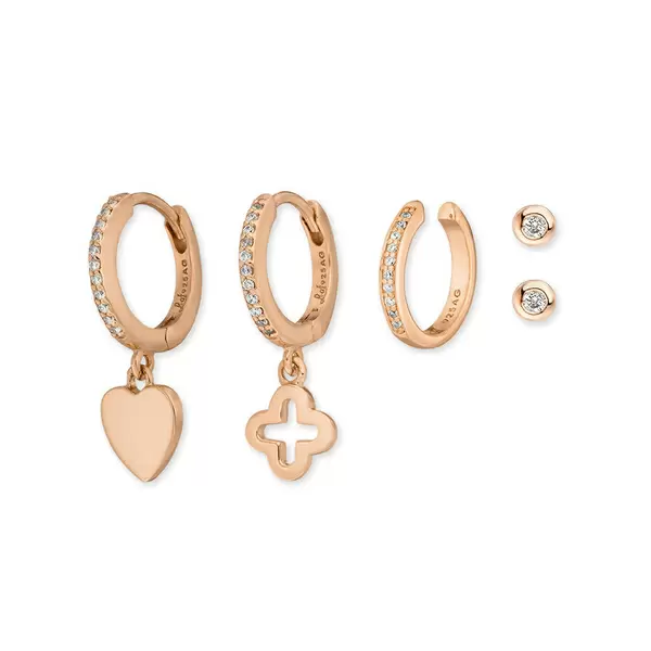 Leaf Jewelry Ear Mix, 5-er Set, 18 K Rosegold vergoldet