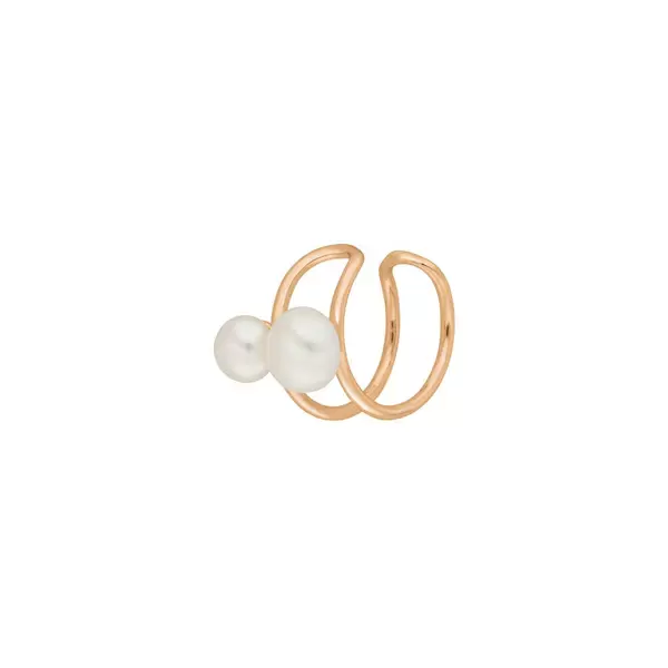 Leaf Jewelry Earcuff 2 Pearls, 18 K Rosegold vergoldet