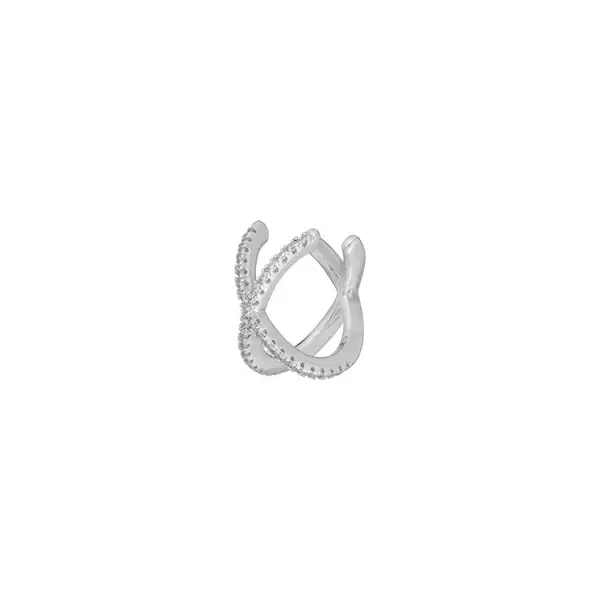 Leaf Jewelry Earcuff Cross CZ, 925 Sterlingsilber, rhodiniert