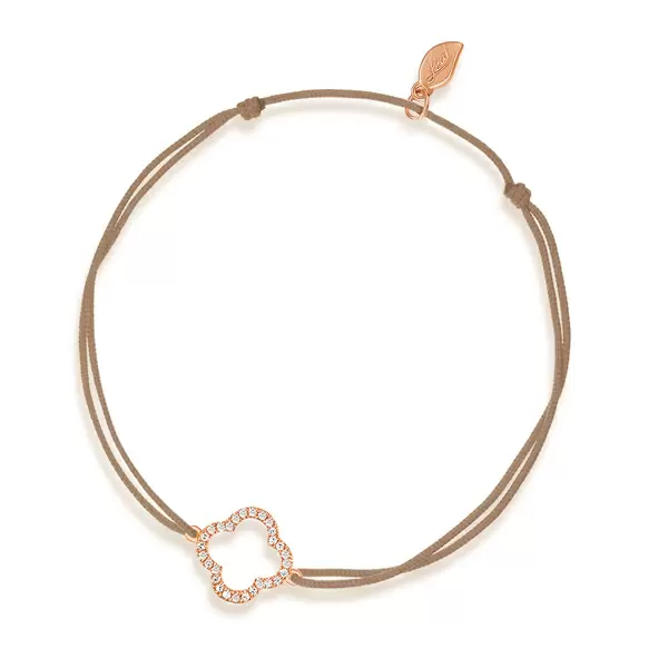 Leaf Jewelry Glückarmband Kleeblatt mit Diamanten, 18 K Rosegold, Beige