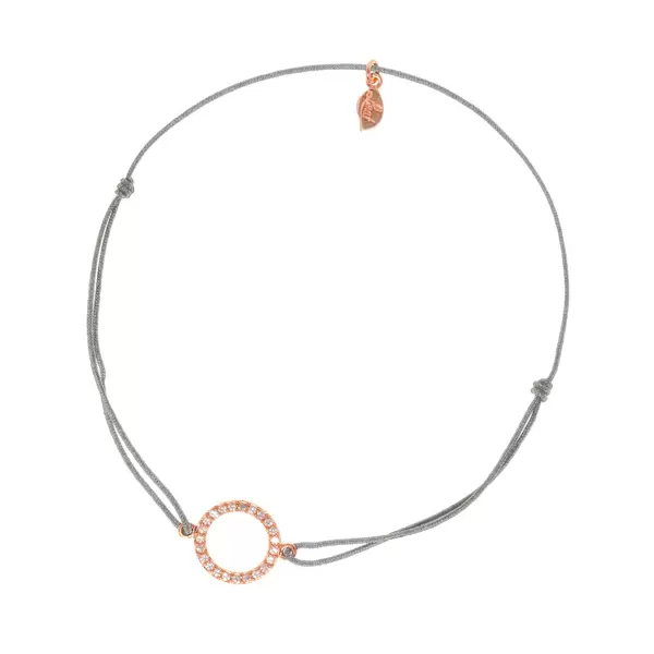 Leaf Jewelry Glücksarmbändchen Circle Zirkonia, Roségold vergoldet, Grau