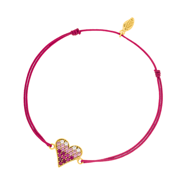 Leaf Jewelry Glücksarmband Pink Valentine, 18 K Gelbgold vergoldet, Fuchsia