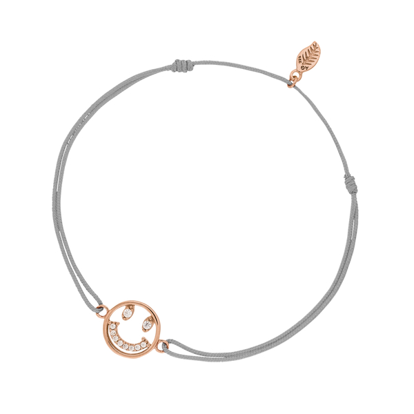 Leaf Jewelry Glücksarmband Smiley, 18 K Rosegold vergoldet, Grau