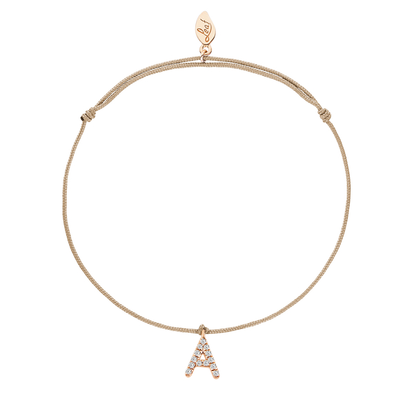 Leaf Jewelry Glücksarmband mit Letter Charm, 14 K Rosegold mit Diamanten