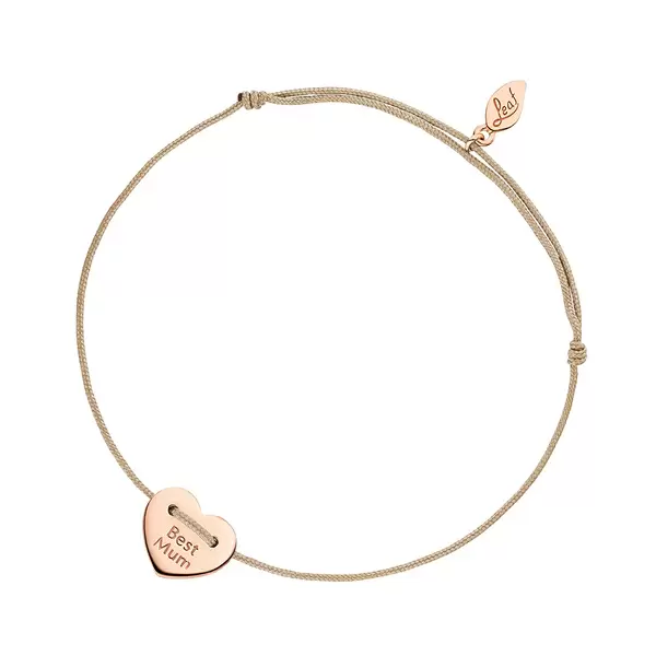 Leaf Jewelry Glücksbändchen "Best Mum", 18 K Rosegold vergoldet, Beige