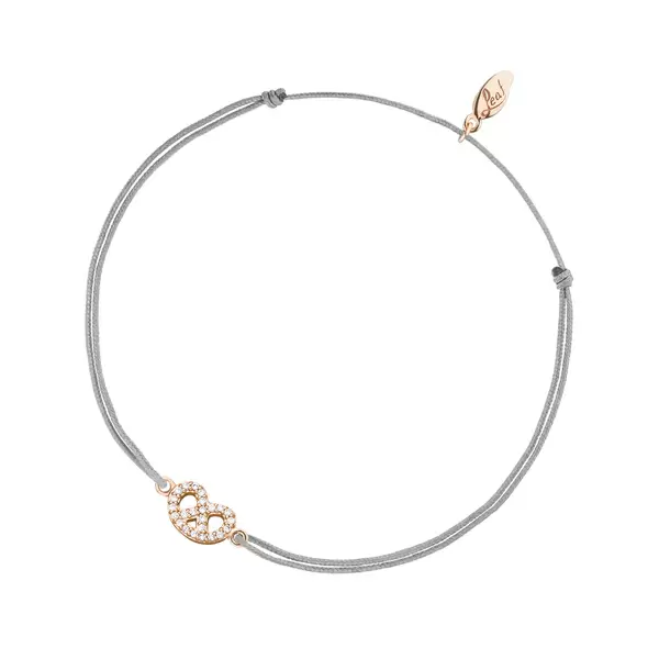 Leaf Jewelry Glücksbändchen "Brezn" mit Zirkonia, 18 K Rosegold vergoldet, Grau