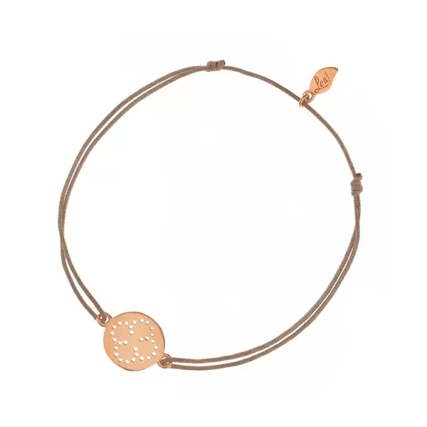 Leaf Jewelry Glücksbändchen Disc CLOVER, Roségold vergoldet, Beige