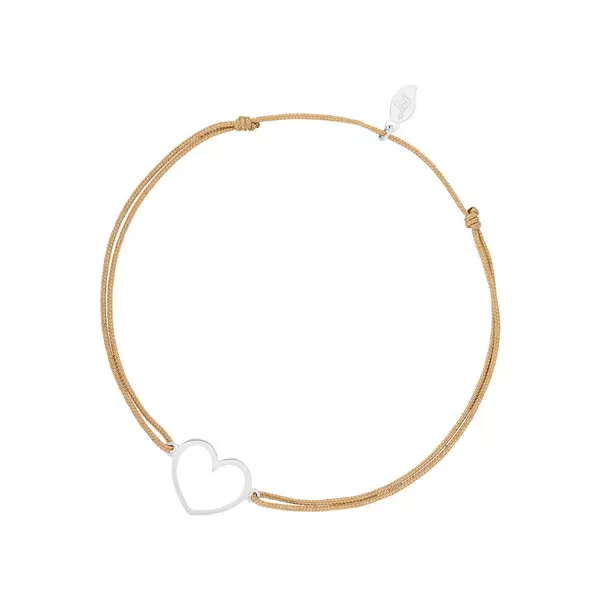 Leaf Jewelry Glücksbändchen GENTLE HEART, 14 K Weißgold, Beige