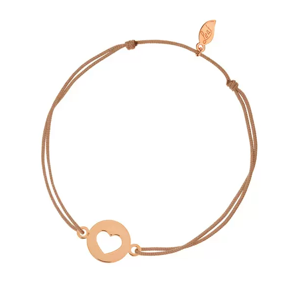 Leaf Jewelry Glücksbändchen Heart, 14 K Rosegold, Beige