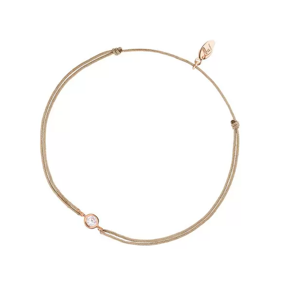 Leaf Jewelry Glücksbändchen Pure, 18 K Rosegold vergoldet, Beige