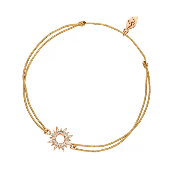 Leaf Jewelry Glücksbändchen Sparkling Sun, 18 K Roségold vergoldet, Beige