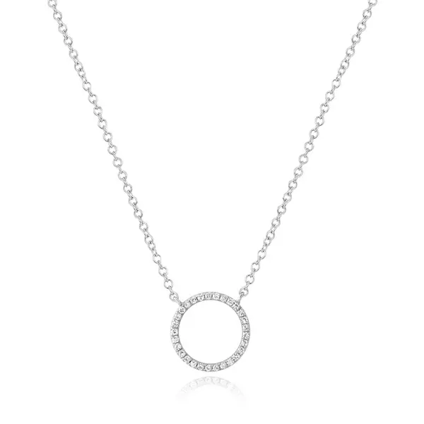 Leaf Jewelry Halskette Circle mit Diamanten, 18 K Weissgold