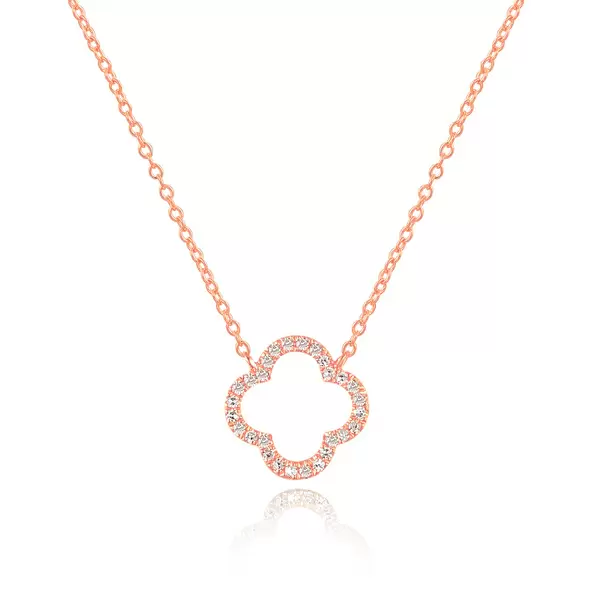 Leaf Jewelry Halskette Clover mit Diamanten, 18 K Roségold