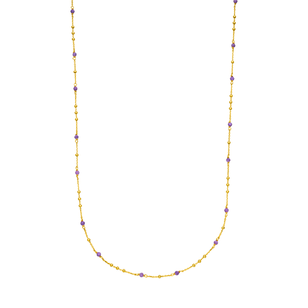 Leaf Jewelry Halskette Flying Gems, Amethyst, 90cm, 18 K Gelbgold vergoldet