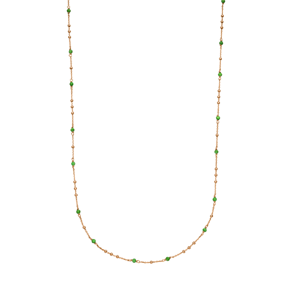 Leaf Jewelry Halskette Flying Gems, Grüner Achat, 90cm, 18 K Rosegold vergoldet