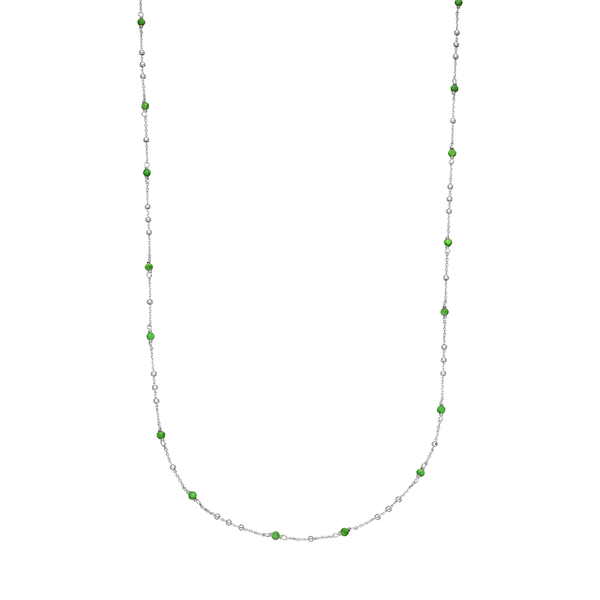 Leaf Jewelry Halskette Flying Gems, Grüner Achat, 90cm, 925 Sterlingsilber