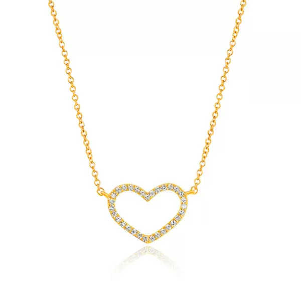 Leaf Jewelry Halskette Heart mit Diamanten, 18 K Gelbgold